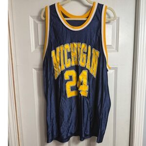 Vtg Dodger Michigan Wolverines 24 Basketball Jersey Navy Blue Mens XXL USA